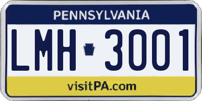 PA license plate LMH3001