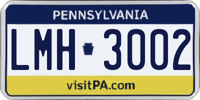 PA license plate LMH3002