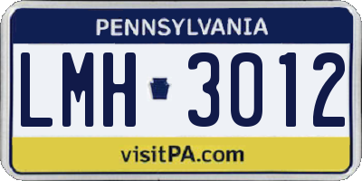 PA license plate LMH3012