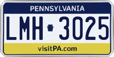 PA license plate LMH3025