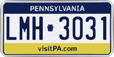 PA license plate LMH3031