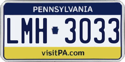 PA license plate LMH3033