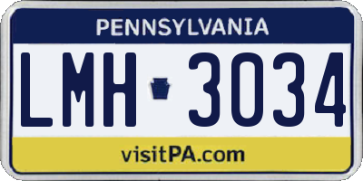 PA license plate LMH3034
