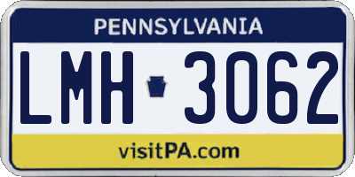 PA license plate LMH3062
