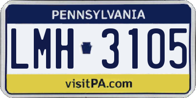 PA license plate LMH3105