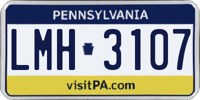 PA license plate LMH3107