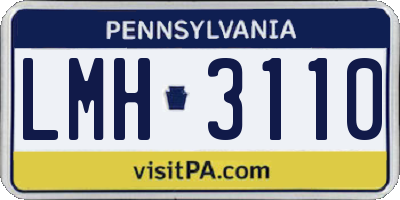 PA license plate LMH3110