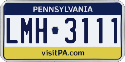 PA license plate LMH3111