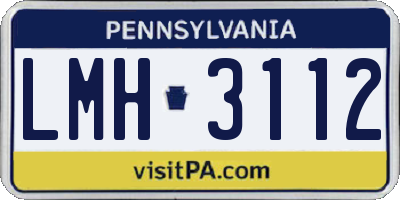 PA license plate LMH3112