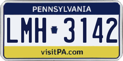 PA license plate LMH3142