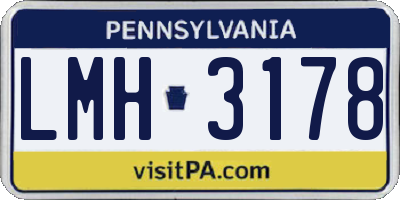 PA license plate LMH3178