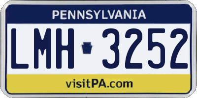PA license plate LMH3252