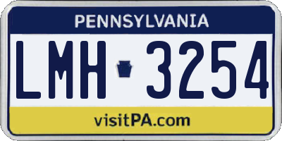 PA license plate LMH3254
