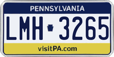 PA license plate LMH3265