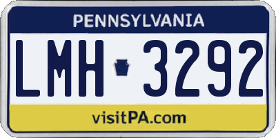 PA license plate LMH3292