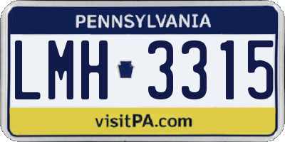 PA license plate LMH3315
