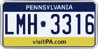 PA license plate LMH3316