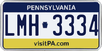 PA license plate LMH3334