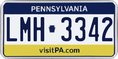PA license plate LMH3342