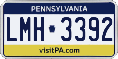 PA license plate LMH3392