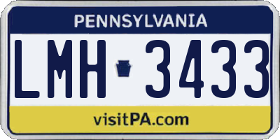 PA license plate LMH3433