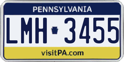 PA license plate LMH3455