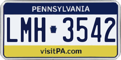 PA license plate LMH3542