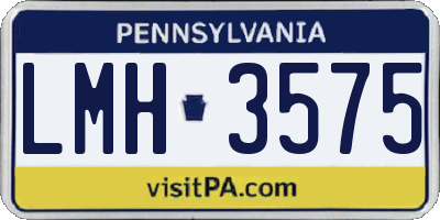 PA license plate LMH3575