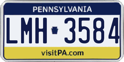 PA license plate LMH3584