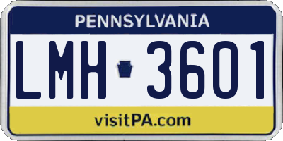 PA license plate LMH3601