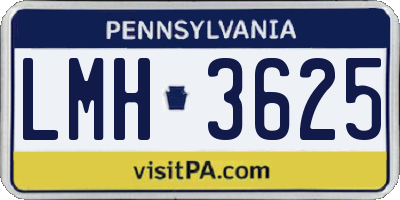 PA license plate LMH3625