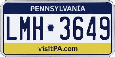 PA license plate LMH3649