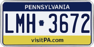 PA license plate LMH3672