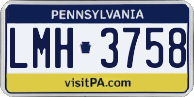 PA license plate LMH3758