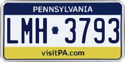 PA license plate LMH3793