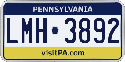 PA license plate LMH3892