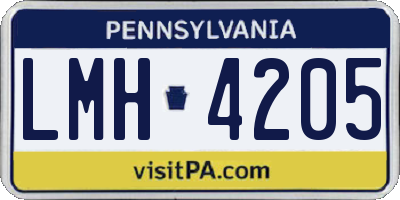 PA license plate LMH4205