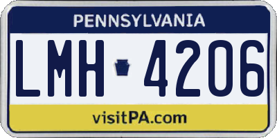 PA license plate LMH4206