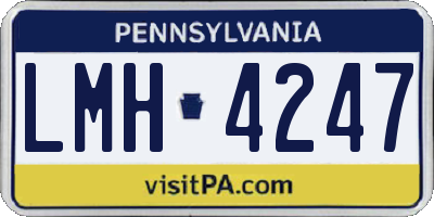 PA license plate LMH4247