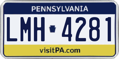 PA license plate LMH4281