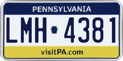 PA license plate LMH4381