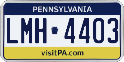 PA license plate LMH4403