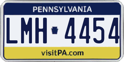 PA license plate LMH4454