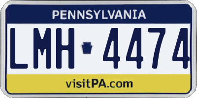 PA license plate LMH4474