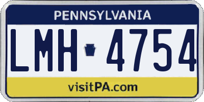 PA license plate LMH4754