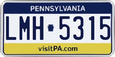 PA license plate LMH5315