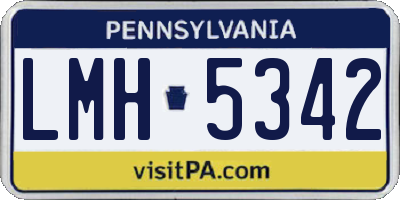 PA license plate LMH5342