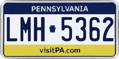 PA license plate LMH5362