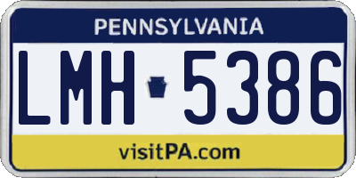 PA license plate LMH5386
