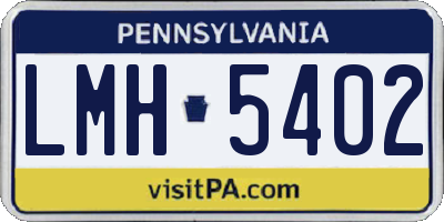 PA license plate LMH5402